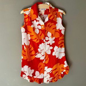 Hawaiin Ruffle Sleeveless Shirt 60's-70's